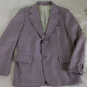 Mens Houndstooth Plaid Wide Collar Jacket or Sports Coat from 60s or 70s image 3