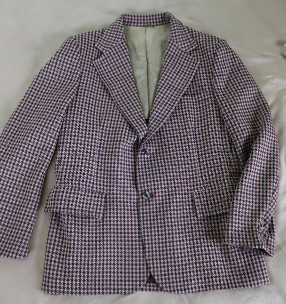 Men’s Houndstooth Plaid Wide Collar Jacket or Spo… - image 3