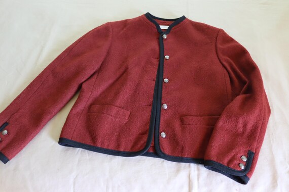 Rust Boiled Wool Jacket with Black Trim - Vintage… - image 4