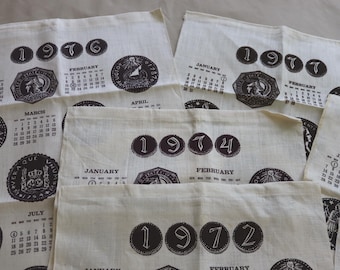 Paños de cocina con calendarios vintage - Paños de cocina con calendarios - 1972, 1973, 1974, 1976, 1977, 1978, 1979, 1980, 1982