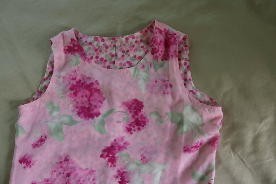Reversable silky pink tank dress - floral AND pol… - image 1