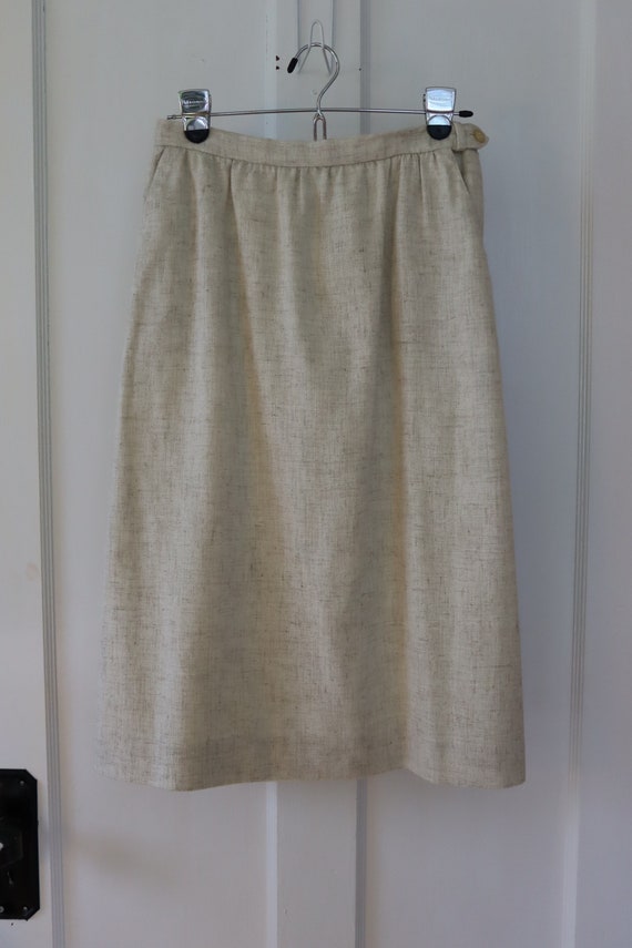 Linen Blend Straight Skirt in Natural Linen Color