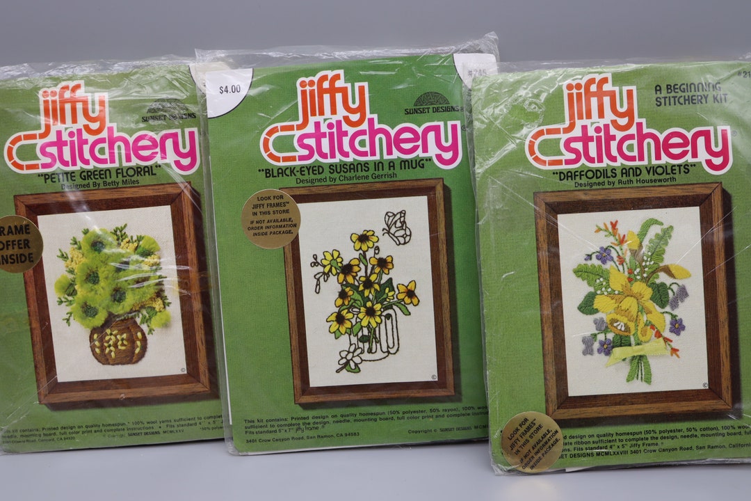 70s Jiffy Stitchery Easy Crewel Embroidery Kits Daffodils & Etsy
