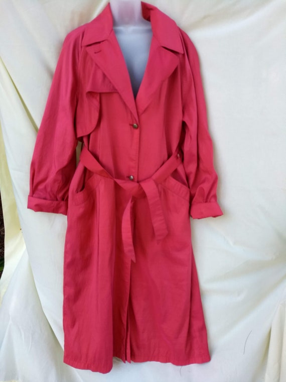 Bright Pink London Fog Trench Coat 