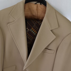 70s Men’s Wide Lapel Sports Coat /Blazer and Tie -Vintage Tan  Double knit Jacket with Wide Lapel size 44 chest -Groovy 70s Blazer with Tie