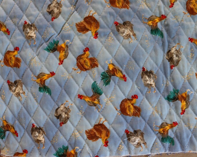 Pre-quilted Chicken Fabric - Vintage Quilted Fabric With Hens and ...