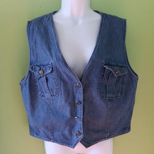 80s/90s Denim Vest - Vintage Blue Jean Vest with Pockets - 100% Cotton Denim Vest
