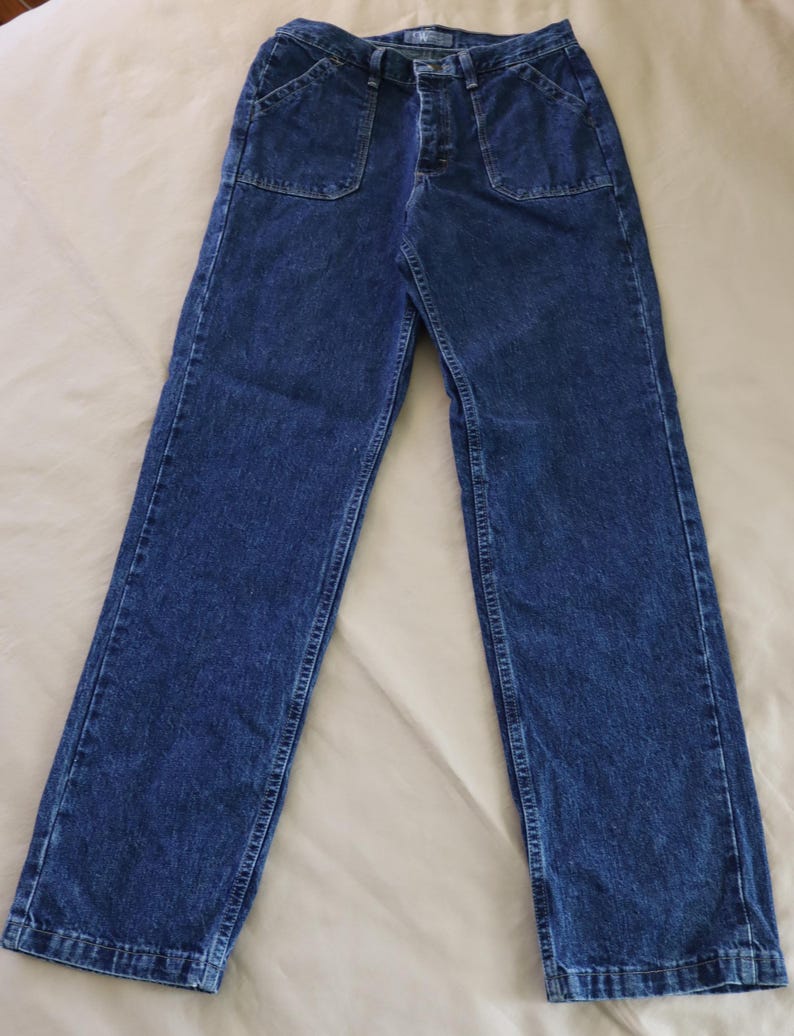 Wrangler Jeans - Wrangler Patch Pockets Denim Jeans  - Size 10 x 32 Wrangler Cotton Jeans for a modern cowgirl