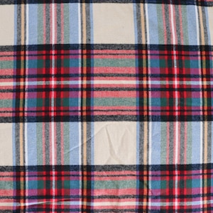 Tissu écossais vintage - Tissu écossais ou écossais multicolore - Tissu écossais doux en rouge, vert, bleu, jaune et blanc