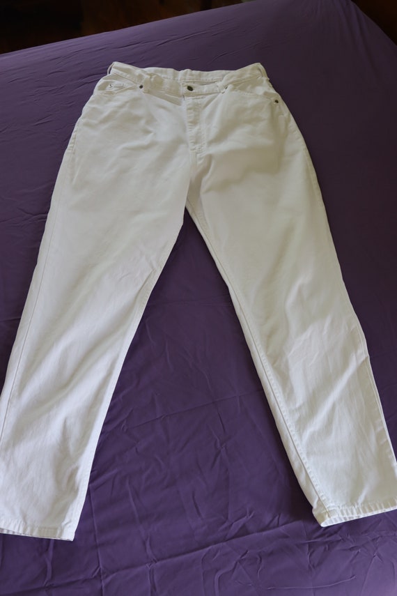 1980/1990s High Waisted / High Rise White Denim J… - image 3