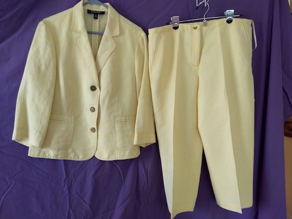 Ivory Linen Blazer and Crop Pants / Summer Linen … - image 1