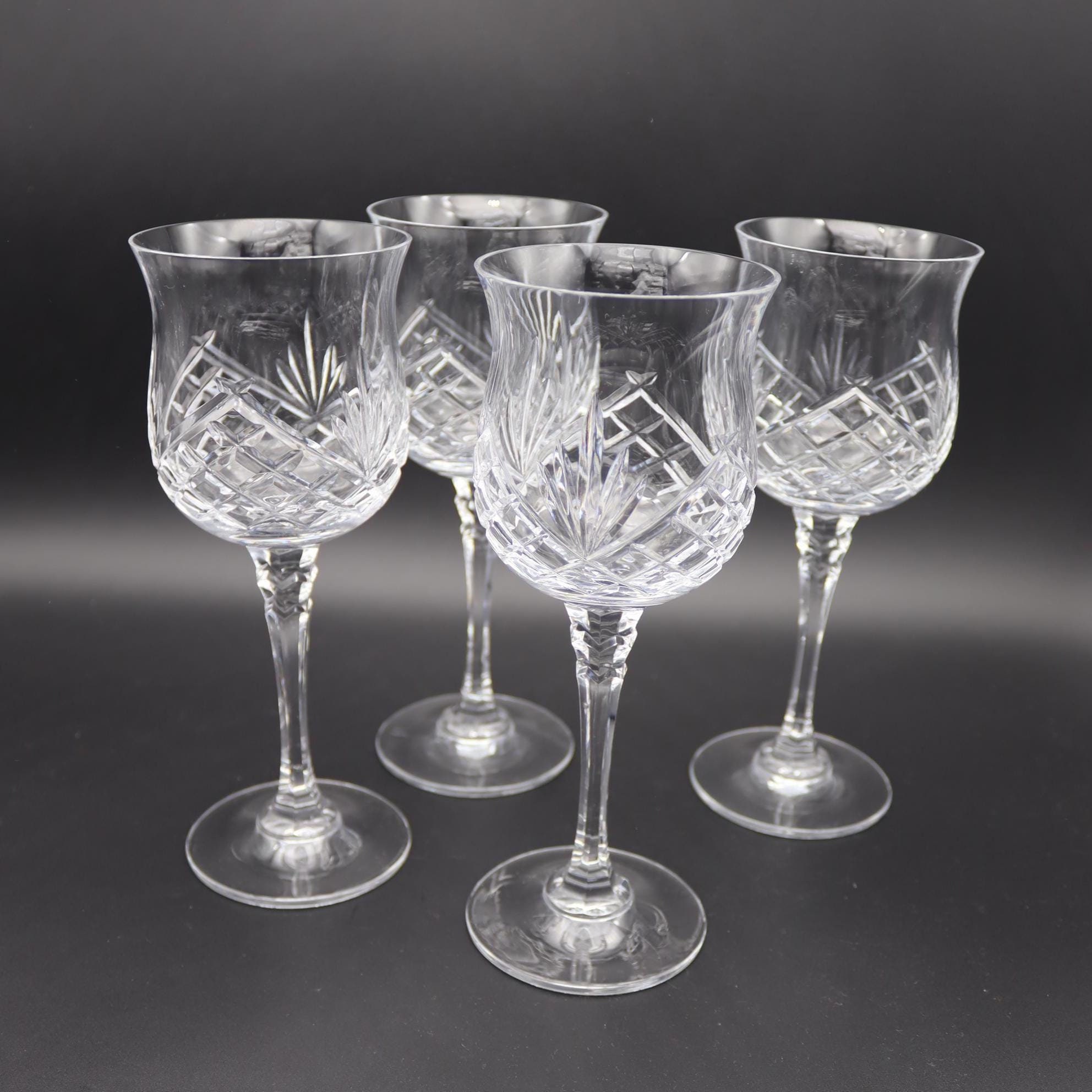 4 Lead Crystal Wine Glasses-towle Full Lead Crystal Leland 8.5