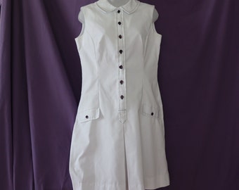 1960s/1970s White Sleeveless Dress / White Nautical Summer Dress by Country Miss