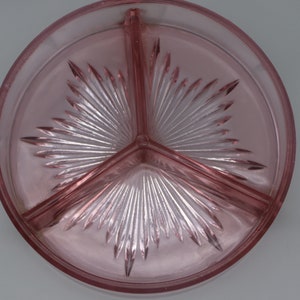 Pink Depression Divided Dish -Vintage Pink Glass Nut Dish, Relish Dish- Pink Depression Glass Organizer Dish - Pink Kitchen or Kitchen Decor