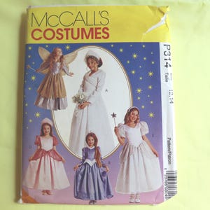 Patrón de disfraz de princesa, hada y Cenicienta - Patrón de disfraz infantil talla 12, 14 - McCalls P314 - Patrón de vestido de princesa para Halloween