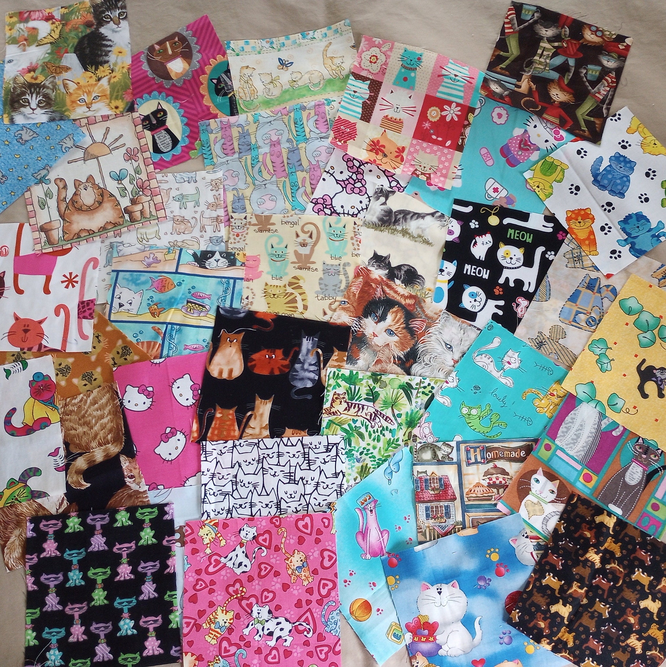Cat Fabric Squares for Kids,Baby Girl Charm Packs for Quilting,100% Cotton  Fabric 42-5 Quilt Squares for Sewing SZRUIZFZ