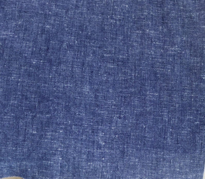 70s Blue Double Knit Fabric - Vintage Blue and White Print Polyester Double Knit for retro clothing or patchwork  denim printed polyester double knit