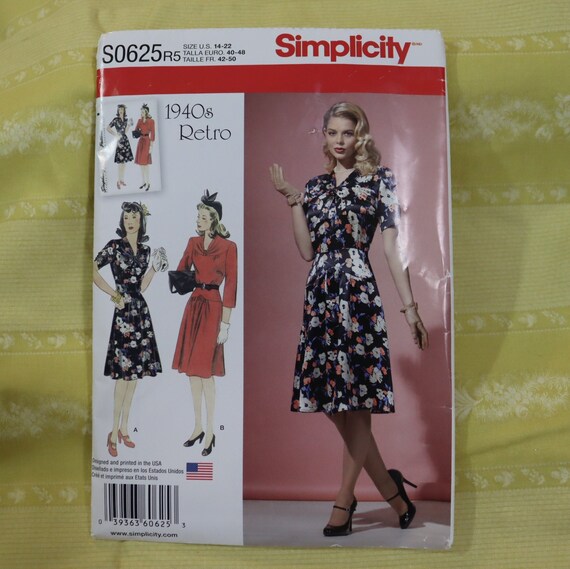 Retro 1940s Dress Pattern 1940s Pullover Dress With Full Skirt 