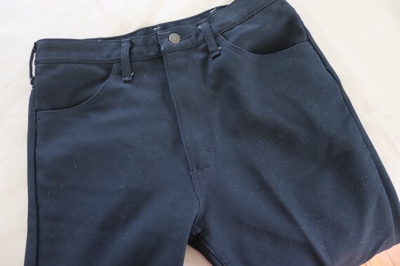 Vintage Men's Black Polyester Wrangler Jeans - 80… - image 3