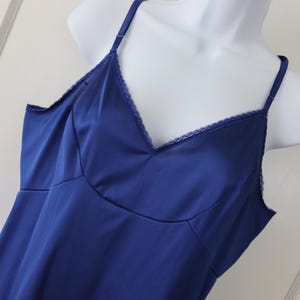 Vintage Blue Nylon Dress Slip by Vanity Fair - Silky Blue Full Slip for your Retro Style - Size 38 Dark Blue Dress Slip