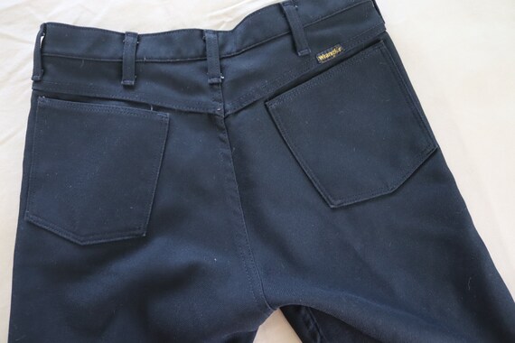 Vintage Men's Black Polyester Wrangler Jeans - 80… - image 1