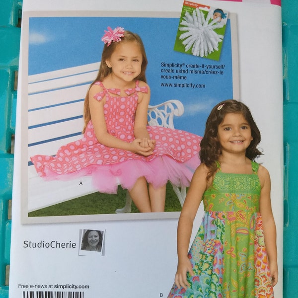 Girl's Summer Sundress Dress Pattern -Simplicity 1821 size 3 4 5 6 7 8 Easy girl dress with full ruffled skirt