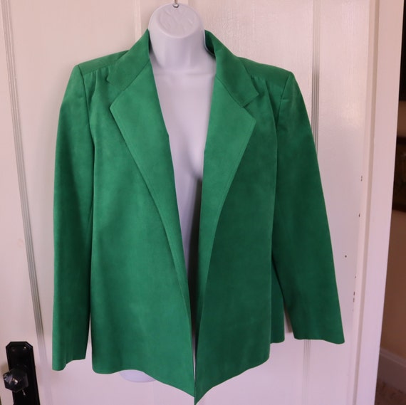 Green Ultrasuede Blazer - 70s/80s washable Ultras… - image 1