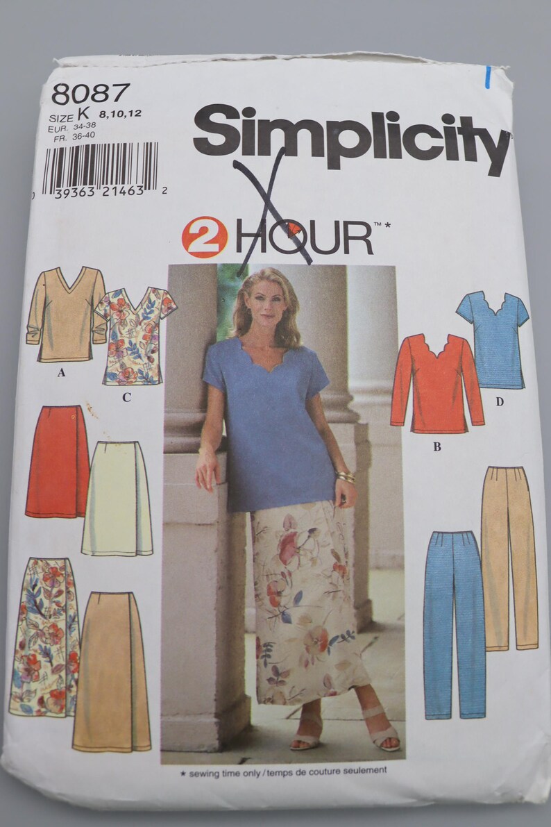 Easy Top, Tunic, Wrap Skirt, Pants Pattern - Simplicity 8087 Size 8 10 ...