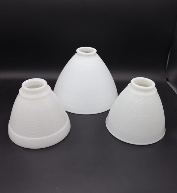 Weißer Milchglas-Lampenschirm - Vintage Waffel-Muster Weißer Glas- Lampenschirm - Vintage Glas-Lichtdiffusor