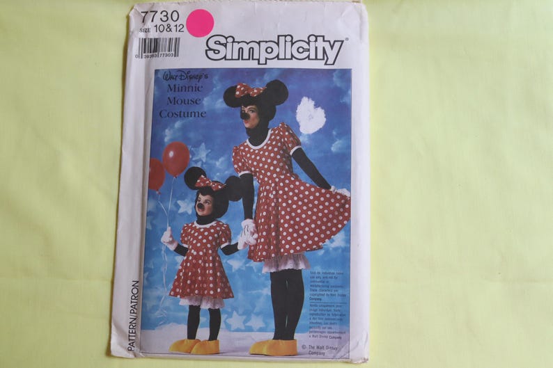 Disney Minnie Mouse Costume Pattern-simplicity 7730 Child Minnie Mouse ...