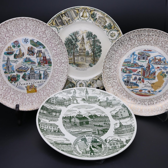 State Souvenir Collectible Plates - Pennsylvania Souvenir Plate, New Jersey Plate, Philadelphia Souvenir Plate, Hagerstown Anniversary Plate