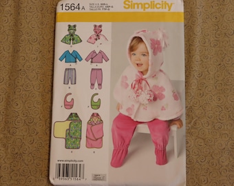 Baby Top and Pants, Baby Cape, Baby Bib, Baby Blanket Wrap Pattern Simplicity 1564 - Baby gift from grandma - Fleece Outfit for Baby Pattern