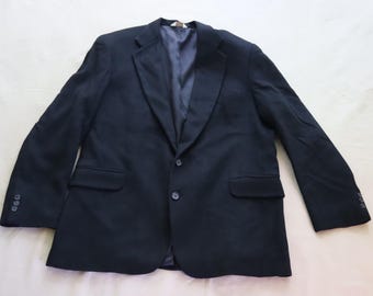 Herren Vintage Schwarzer Kamelhaar Blazer - Hergestellt in den USA Schwarzer Winterblazer von Dawahares of Lexington KY - 90er Jahre Schwarzer Kamel Sportmantel
