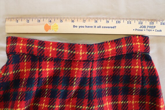 Handmade A-Line Red and Navy Plaid Wool Skirt fro… - image 4