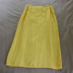 Bright Yellow Linen Skirt - Long Straight Yellow Linen Skirt - Vintage Linen Skirt for Summer