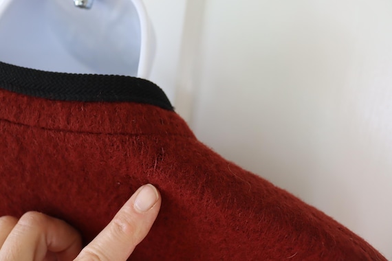 Rust Boiled Wool Jacket with Black Trim - Vintage… - image 8