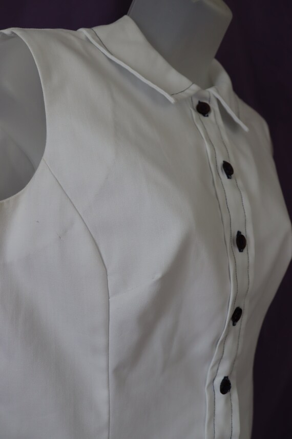 1960s/1970s White Sleeveless Dress / White Nautic… - image 4