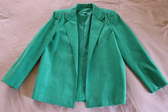 Green Ultrasuede Blazer - 70s/80s washable Ultras… - image 2