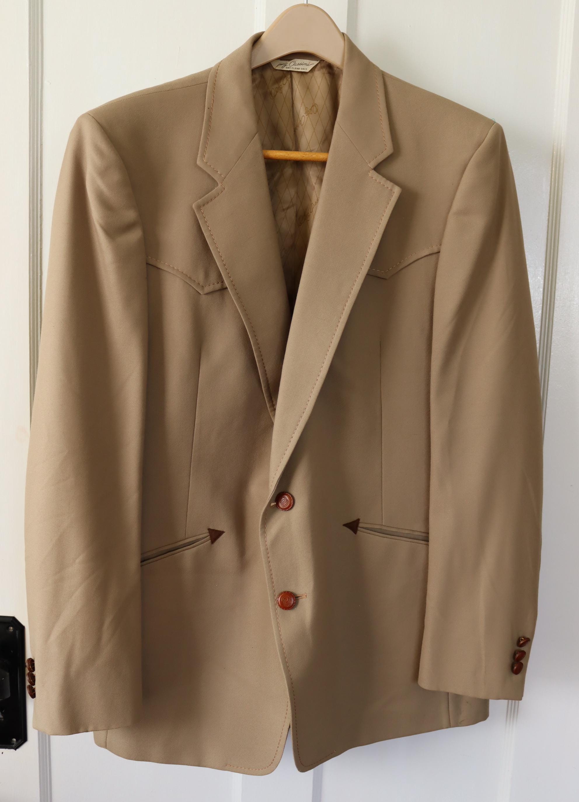 ジャケット・アウター vintage western design tailored jacket 80s Men's Tan Western Blazer by Oleg Cassini / Vintage Oleg