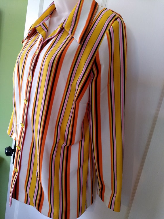 Bright Stripe Top or Jacket with Wide Collar; Pol… - image 4