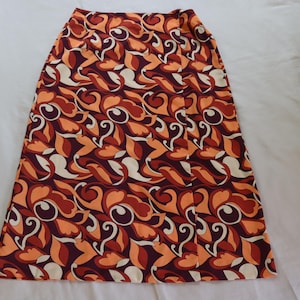 Silky Long Wrap Skirt  -Long Wrap Skirt in Rust, Burnt Orange, Burgundy, Beige -Handmade Long Wrap Skirt in abstract autumn print size large