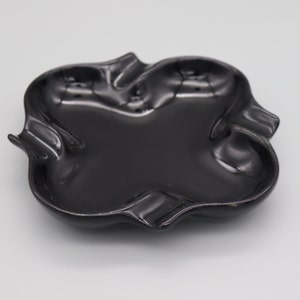 60s/70s Black Ashtray - Vintage Black Ceramic Ashtray  - Black 1636 Hall Ashtray for your retro bar or game room - Mid-century trinket dish