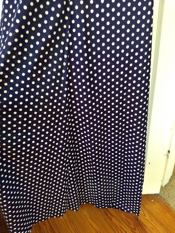 Vintage Navy and White Polka Dot Sleeveless Long … - image 5