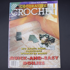 Decorative Crochet Magazine July 1994 Num. 40 -Crochet Diagram Patterns - Diagrams to Crochet Pillow, Doilies, Tablecloth, doll furniture