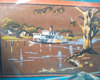 Scenic Mississippi River Boat Crewel Embroidery Kit