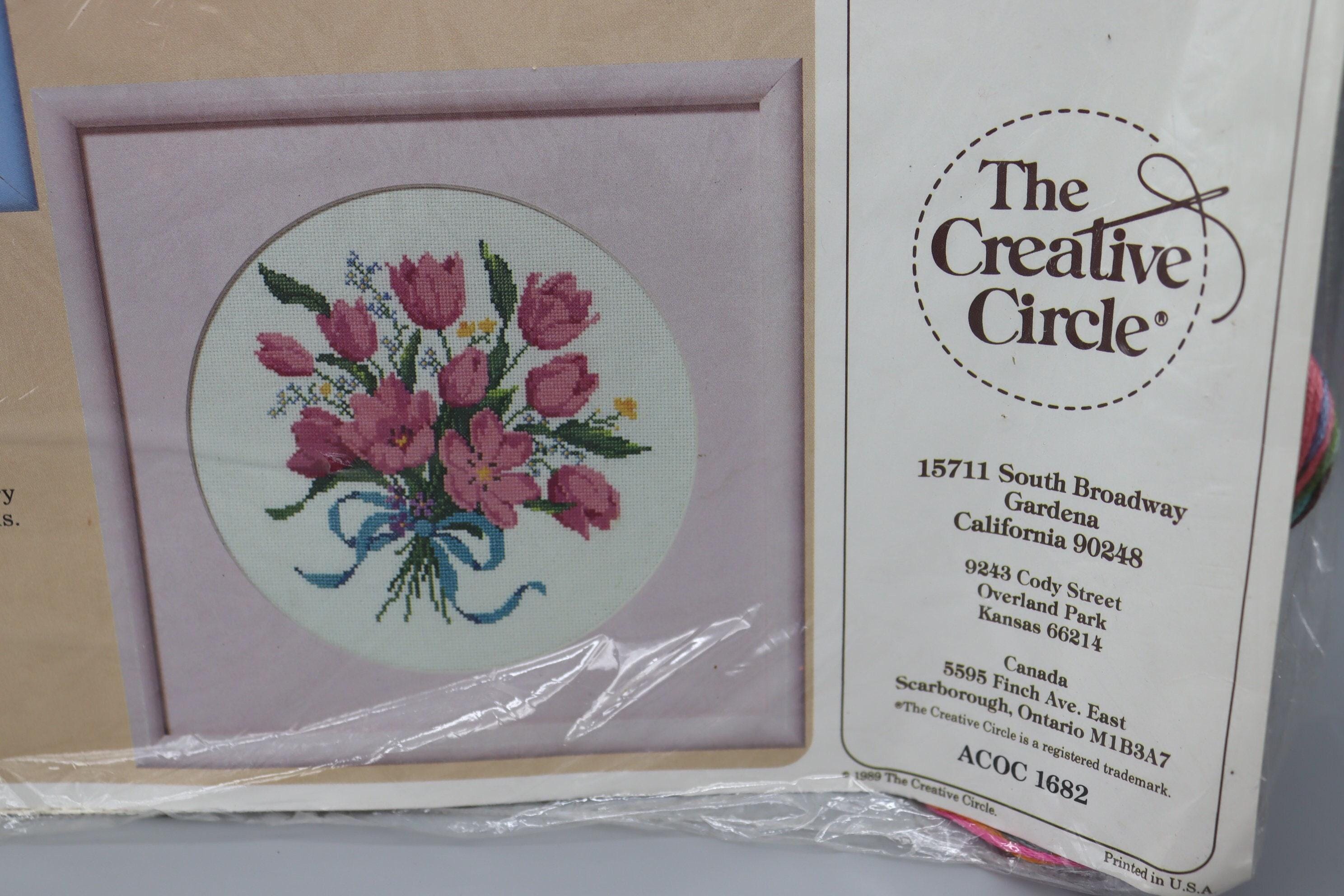 Tulip Bouquet Counted Cross Stitch Kit - Vintage Pink Flowers