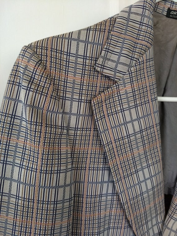 Mens Plaid Polyester Double Knit Sports Coat With Wide Lapel - Etsy