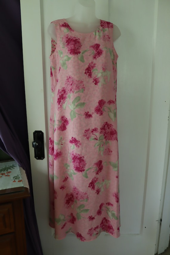 Reversable silky pink tank dress - floral AND pol… - image 3