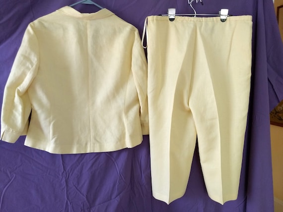 Ivory Linen Blazer and Crop Pants / Summer Linen … - image 2