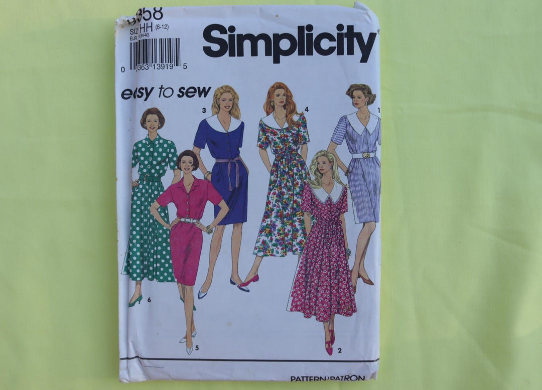 90s Fit and Flare Dress Pattern - Vintage Easy to Sew Shirt Dress ...